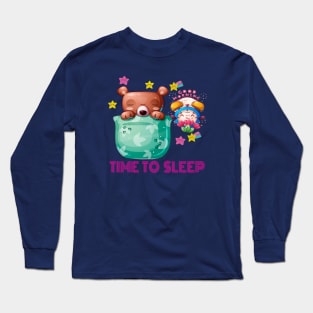 Cute Bear Animal  Sleep Design Long Sleeve T-Shirt